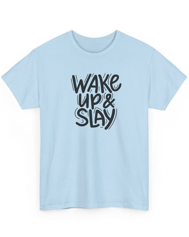 Wake Up Slay The Day T-Shirt Cool Graphic Motivational T-Shirt Crazy Shirt Funny Tee for Men Women Teens Novelty Tee