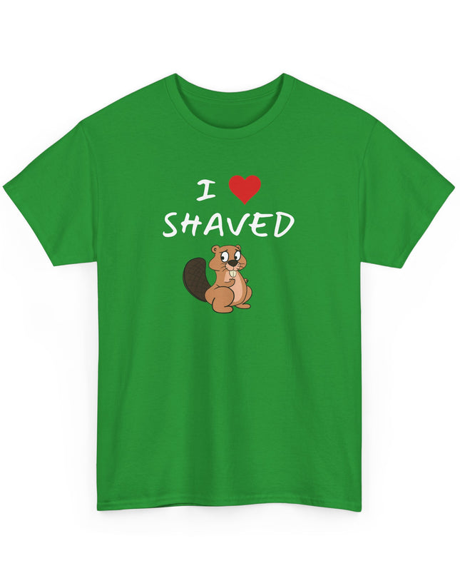 I Heart Shaved Beaver Tee, Adult Funny T-shirt, Beaver Joke Shirt, Humorous Novelty Graphic T-Shirt, Fun Inappropriate Shirt