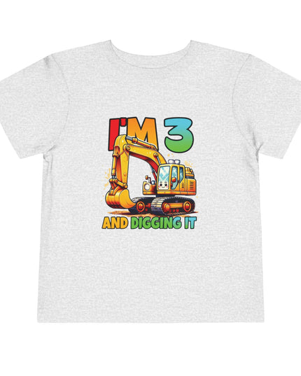 Kids Three Birthday Construction Boy 3 Years Old T-Shirt Kids Cotton Tee Birthday Shirt 3yrs old Truck Fun Birthday Kids