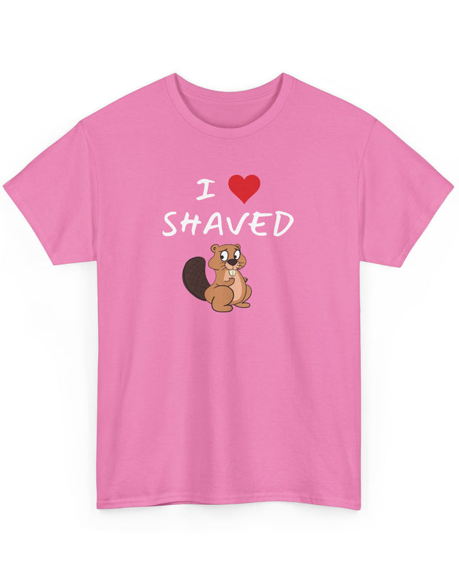 I Heart Shaved Beaver Tee, Adult Funny T-shirt, Beaver Joke Shirt, Humorous Novelty Graphic T-Shirt, Fun Inappropriate Shirt