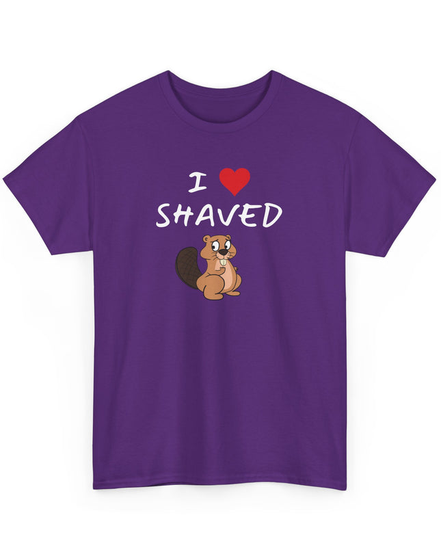 I Heart Shaved Beaver Tee, Adult Funny T-shirt, Beaver Joke Shirt, Humorous Novelty Graphic T-Shirt, Fun Inappropriate Shirt