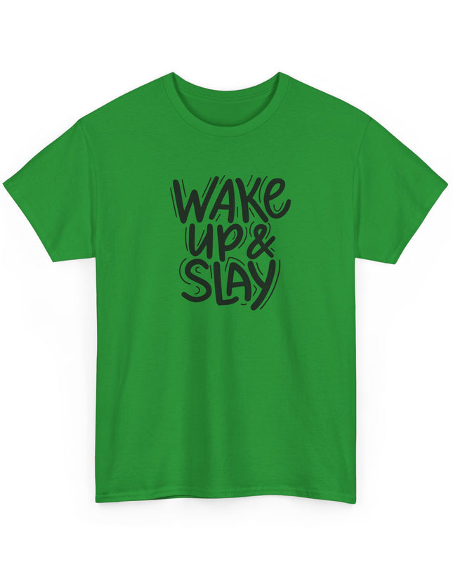 Wake Up Slay The Day T-Shirt Cool Graphic Motivational T-Shirt Crazy Shirt Funny Tee for Men Women Teens Novelty Tee