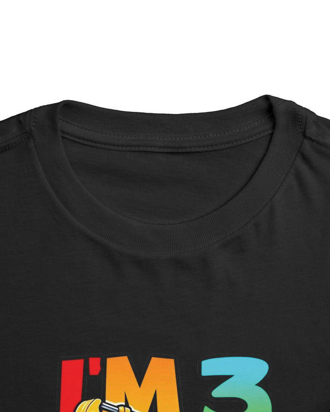 Kids Three Birthday Construction Boy 3 Years Old T-Shirt Kids Cotton Tee Birthday Shirt 3yrs old Truck Fun Birthday Kids