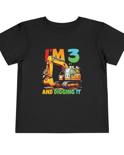 Kids Three Birthday Construction Boy 3 Years Old T-Shirt Kids Cotton Tee Birthday Shirt 3yrs old Truck Fun Birthday Kids