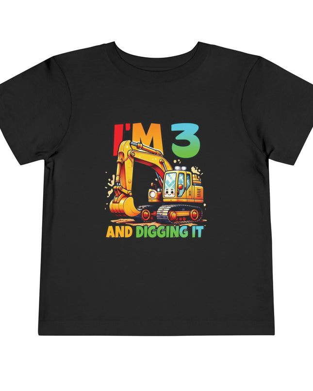 Kids Three Birthday Construction Boy 3 Years Old T-Shirt Kids Cotton Tee Birthday Shirt 3yrs old Truck Fun Birthday Kids