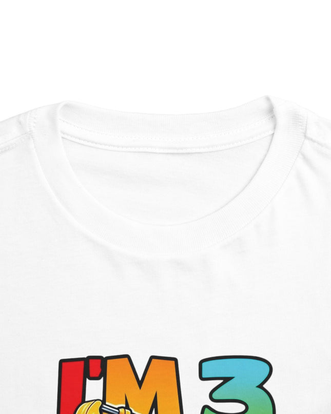 Kids Three Birthday Construction Boy 3 Years Old T-Shirt Kids Cotton Tee Birthday Shirt 3yrs old Truck Fun Birthday Kids