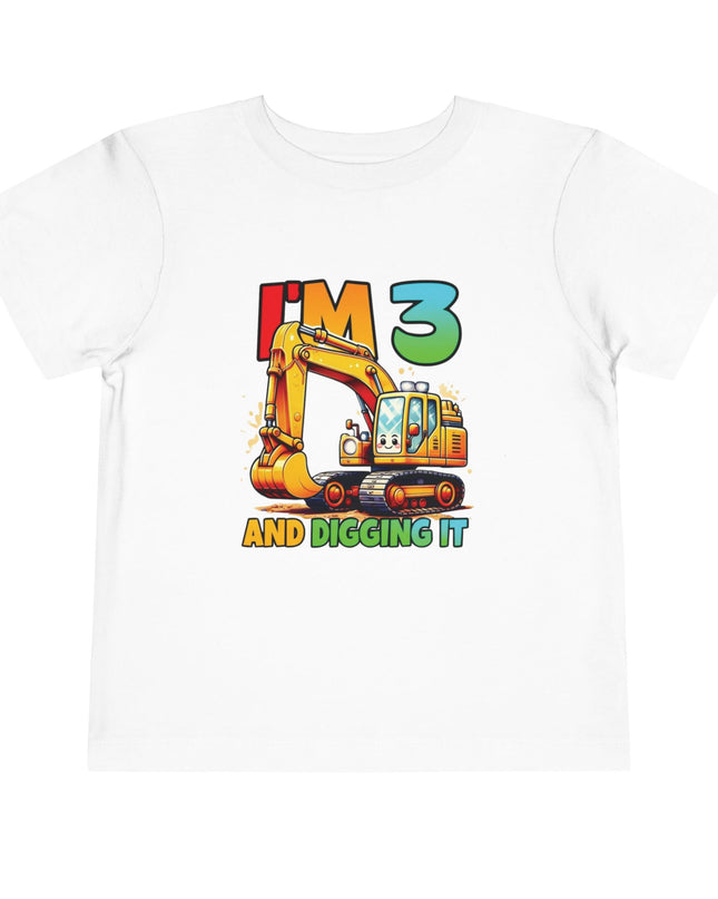 Kids Three Birthday Construction Boy 3 Years Old T-Shirt Kids Cotton Tee Birthday Shirt 3yrs old Truck Fun Birthday Kids