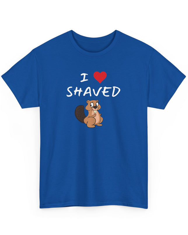 I Heart Shaved Beaver Tee, Adult Funny T-shirt, Beaver Joke Shirt, Humorous Novelty Graphic T-Shirt, Fun Inappropriate Shirt