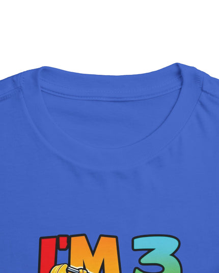 Kids Three Birthday Construction Boy 3 Years Old T-Shirt Kids Cotton Tee Birthday Shirt 3yrs old Truck Fun Birthday Kids