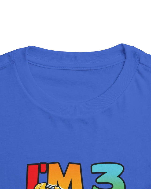 Kids Three Birthday Construction Boy 3 Years Old T-Shirt Kids Cotton Tee Birthday Shirt 3yrs old Truck Fun Birthday Kids