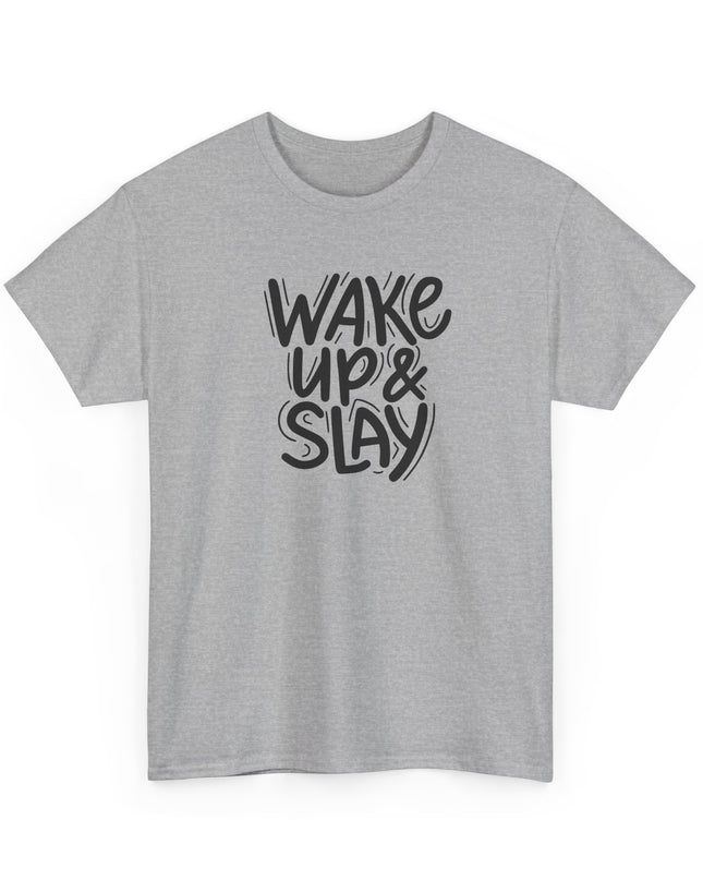 Wake Up Slay The Day T-Shirt Cool Graphic Motivational T-Shirt Crazy Shirt Funny Tee for Men Women Teens Novelty Tee