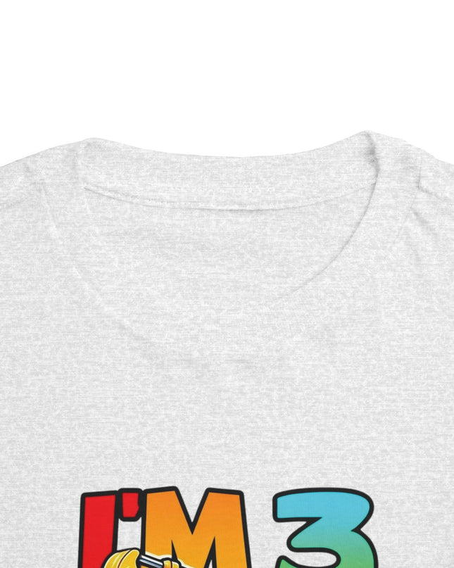 Kids Three Birthday Construction Boy 3 Years Old T-Shirt Kids Cotton Tee Birthday Shirt 3yrs old Truck Fun Birthday Kids