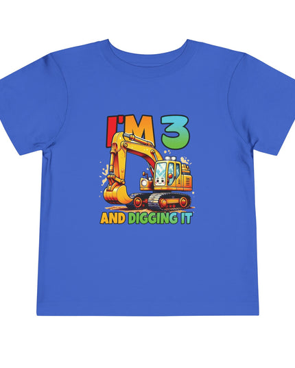 Kids Three Birthday Construction Boy 3 Years Old T-Shirt Kids Cotton Tee Birthday Shirt 3yrs old Truck Fun Birthday Kids