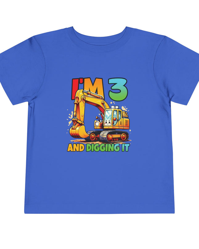 Kids Three Birthday Construction Boy 3 Years Old T-Shirt Kids Cotton Tee Birthday Shirt 3yrs old Truck Fun Birthday Kids