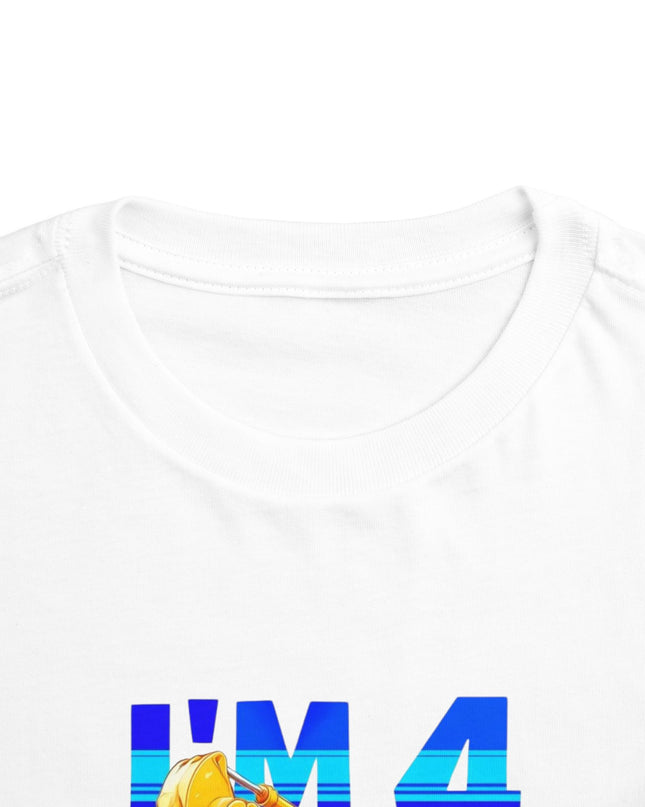 Kids 4 Year Old Birthday Shirt Gifts 4th Construction Birthday Kids Cotton Tee 4th Bday Shirt Fun Truck T-shirt Four
