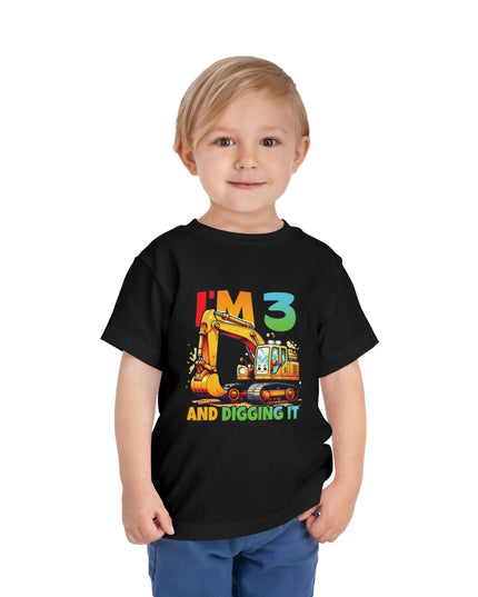 Kids Three Birthday Construction Boy 3 Years Old T-Shirt Kids Cotton Tee Birthday Shirt 3yrs old Truck Fun Birthday Kids