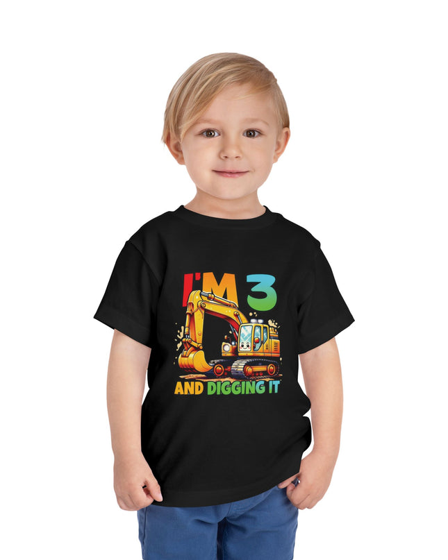Kids Three Birthday Construction Boy 3 Years Old T-Shirt Kids Cotton Tee Birthday Shirt 3yrs old Truck Fun Birthday Kids