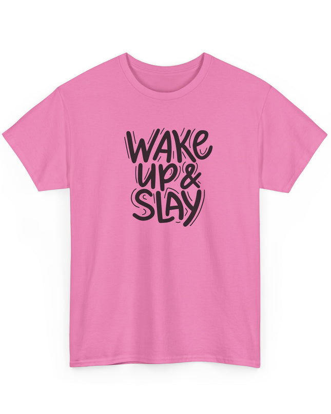 Wake Up Slay The Day T-Shirt Cool Graphic Motivational T-Shirt Crazy Shirt Funny Tee for Men Women Teens Novelty Tee