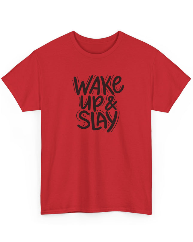 Wake Up Slay The Day T-Shirt Cool Graphic Motivational T-Shirt Crazy Shirt Funny Tee for Men Women Teens Novelty Tee