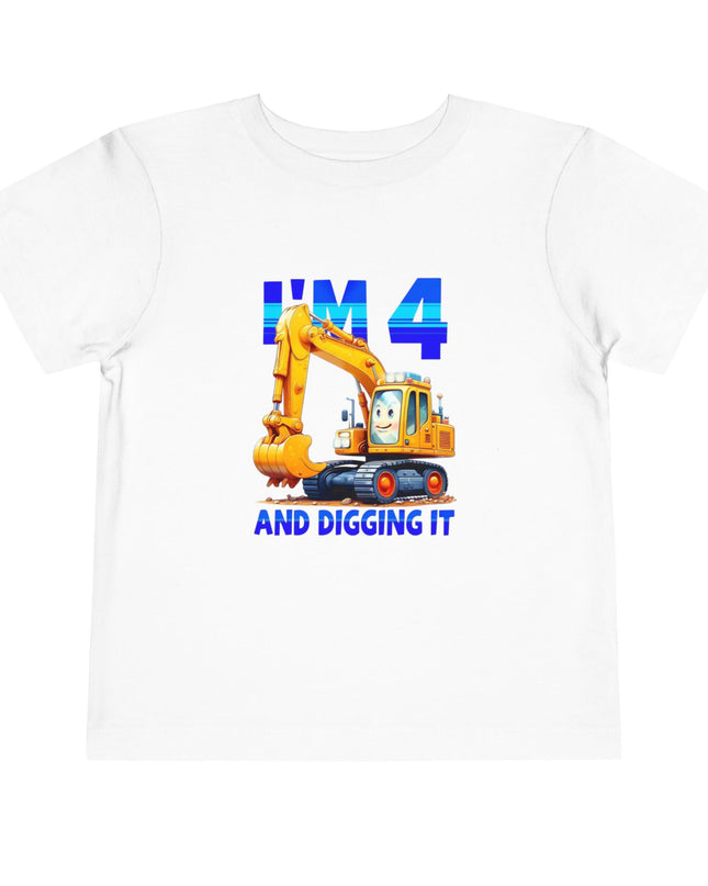 Kids 4 Year Old Birthday Shirt Gifts 4th Construction Birthday Kids Cotton Tee 4th Bday Shirt Fun Truck T-shirt Four