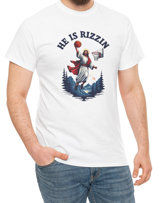 He is Rizzin Funny Jesus Basketball Meme T-Shirt Retro Christian Religious Tee T-Shirt Humorous Joke Shirt